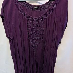 Yours Clothing Purple Embroidered Blouse